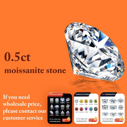 0,5 Karat Moissanit Edelstein, funkelnd, transparent, auf orange Hintergrund, Schmuckstein.