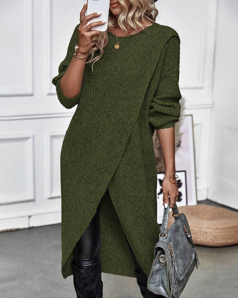Stilfuld Ensfarvet Sweaterkjole - Lina