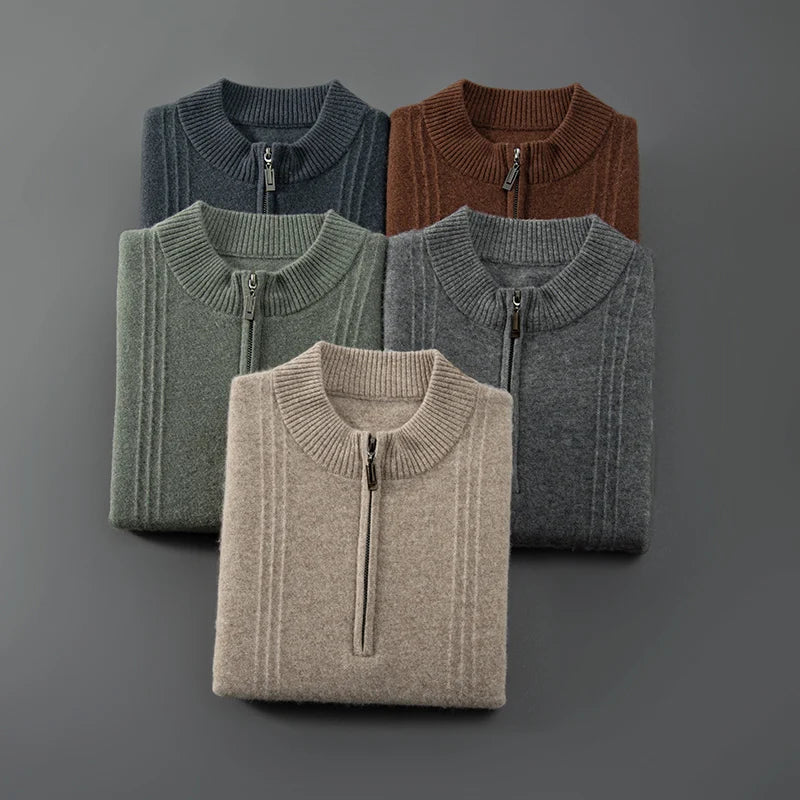Varm casual herresweater med halv lynlås - Logan