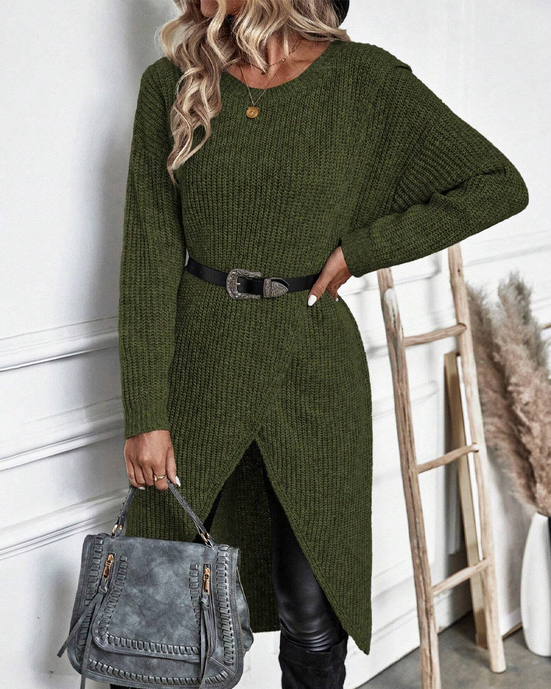 Stilfuld Ensfarvet Sweaterkjole - Lina
