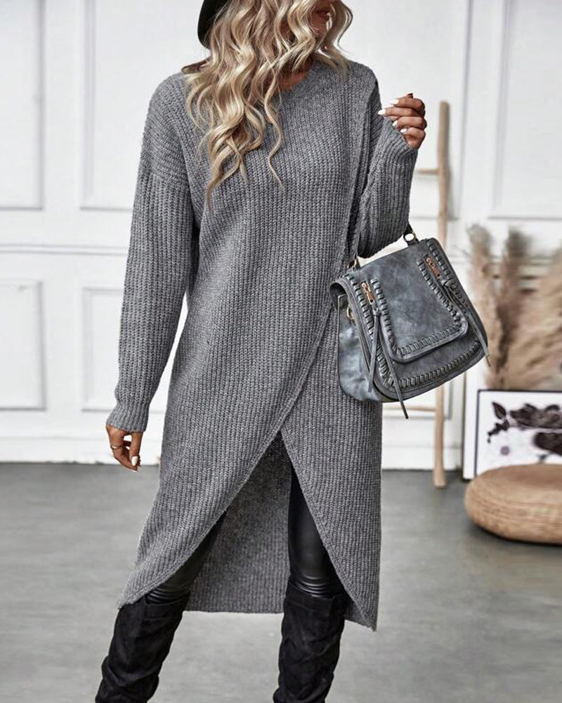 Stilfuld Ensfarvet Sweaterkjole - Lina
