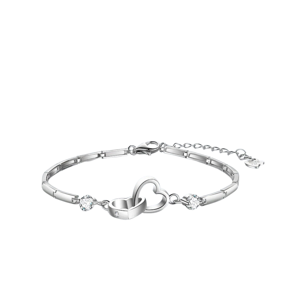 Silberarmband mit Herzanhänger und Zirkonia, elegantes Schmuckstück für Damen, verstellbar.