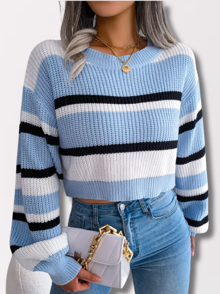 Stribet Cropped Trøje - Emory