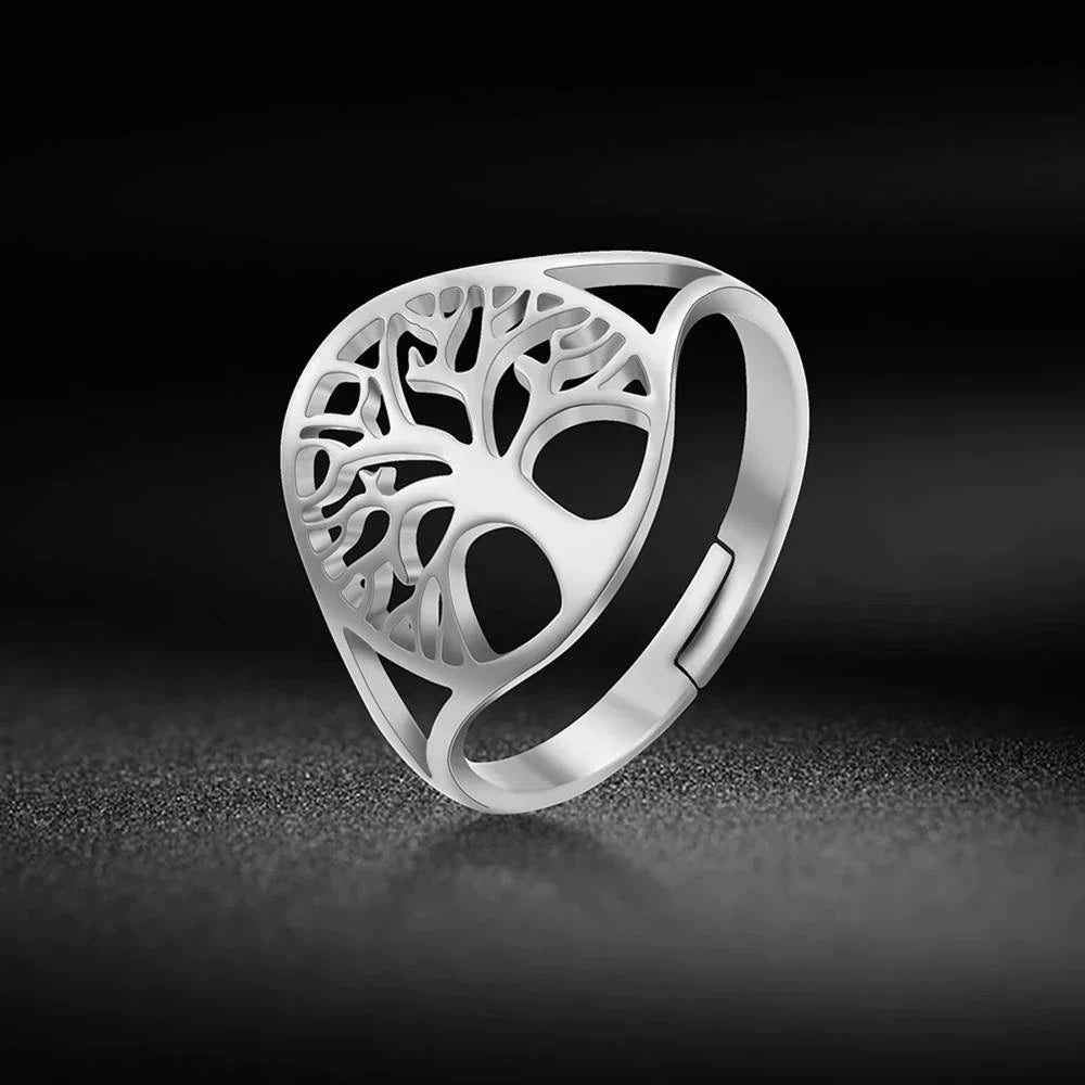 Silberring mit Lebensbaum-Design, filigran, Damenring, Schmuck, Geschenkidee, elegant.