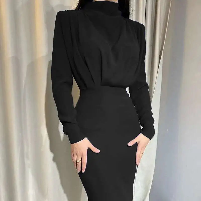 Bodycon midi kjole med rullekrave – Valeria