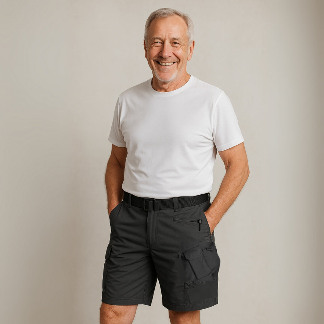 Herre cargo-shorts med 7 lommer & gratis bælte – Taro