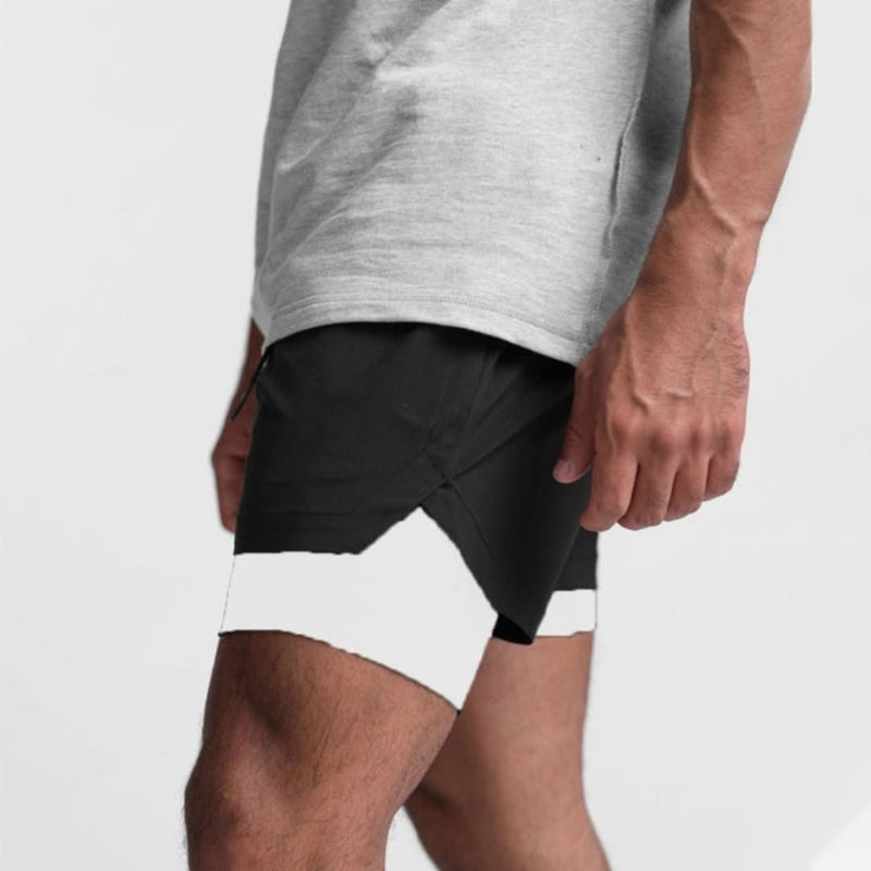 2-i-1 herre sportsshorts, åndbare med indershorts til træning - Noah