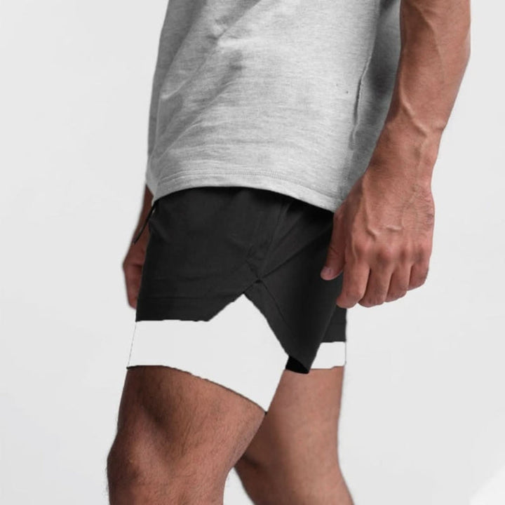 2-i-1 herre sportsshorts, åndbare med indershorts til træning - Noah