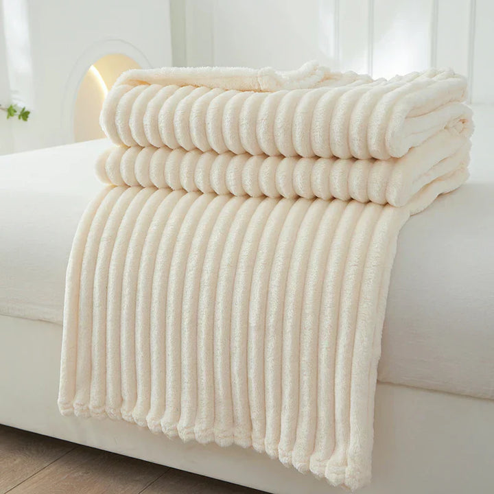 Bredstribet flonel-fleece tæppe - CozyStripe