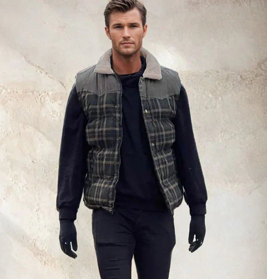 Herren Outdoor Bodywarmer med ternet mønster & ståkrave – Lennart