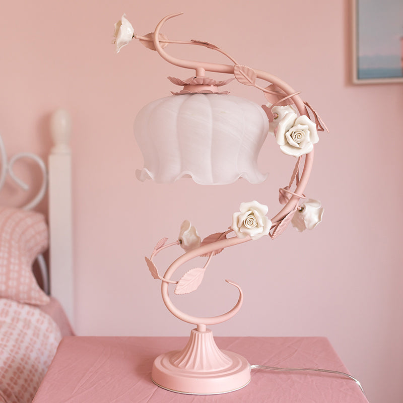 Charmerende lampe med roser - rosa