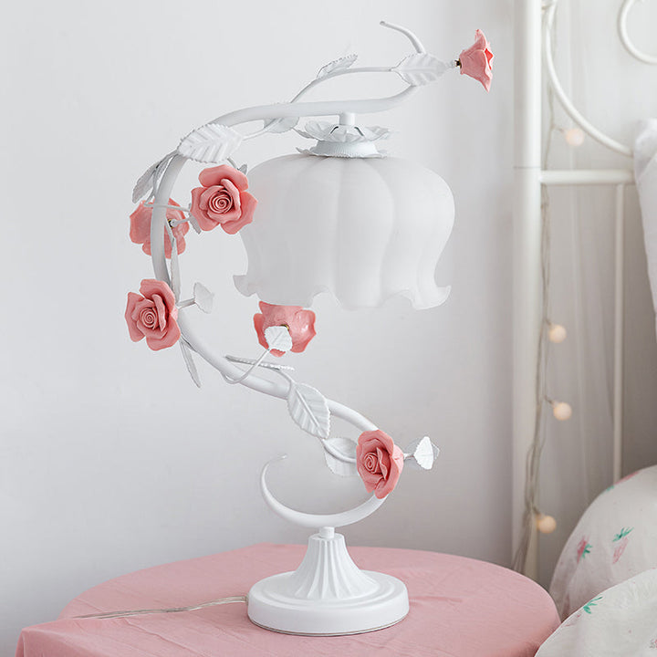 Charmerende lampe med roser - rosa
