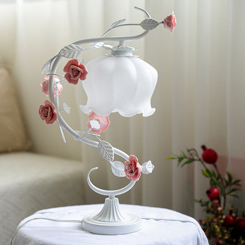 Charmerende lampe med roser - rosa