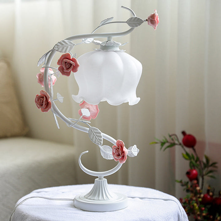Charmerende lampe med roser - rosa