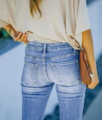 Trendy denimbukser med høj talje - Mila
