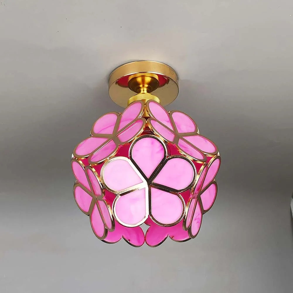 Loftlampe med glasblomster - FloraGlow
