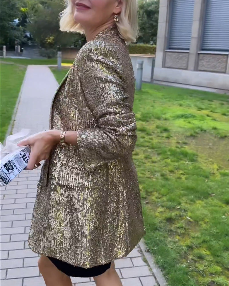Guldglimmerjakke med palietter - Rosamund