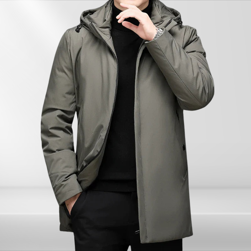 Klassisk herregdækket hoodie med andefjederfyld – Matteo