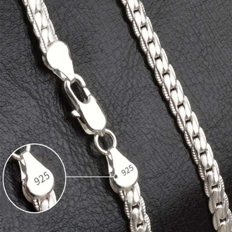 925 Silberkette mit Karabinerverschluss, elegantes Design, Schmuck für Damen und Herren.