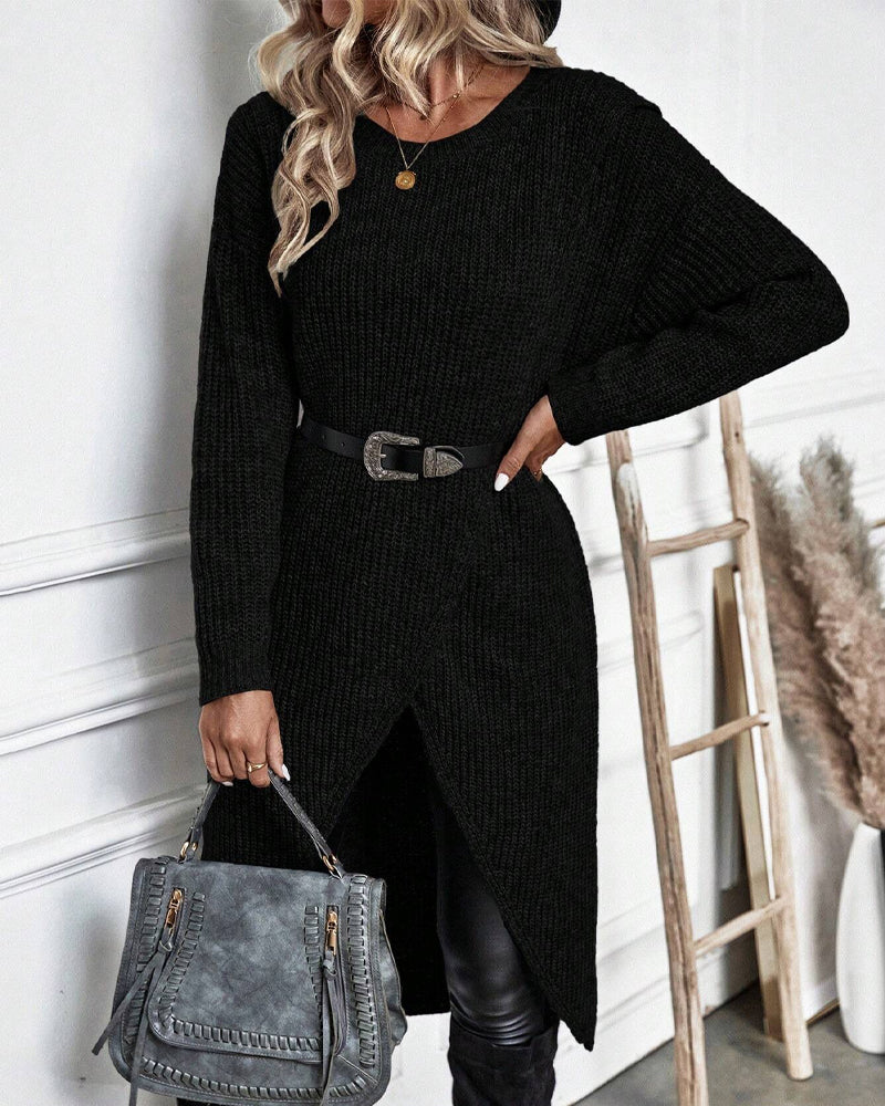 Stilfuld Ensfarvet Sweaterkjole - Lina