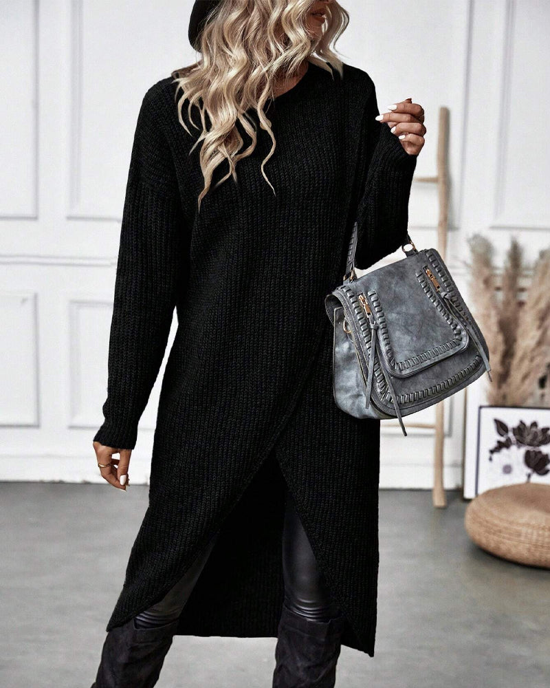 Stilfuld Ensfarvet Sweaterkjole - Lina