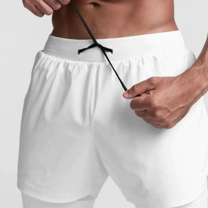 2-i-1 herre sportsshorts, åndbare med indershorts til træning - Noah