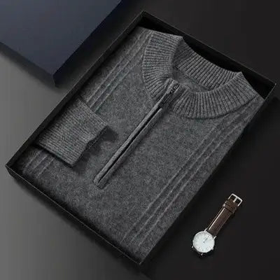 Varm casual herresweater med halv lynlås - Logan