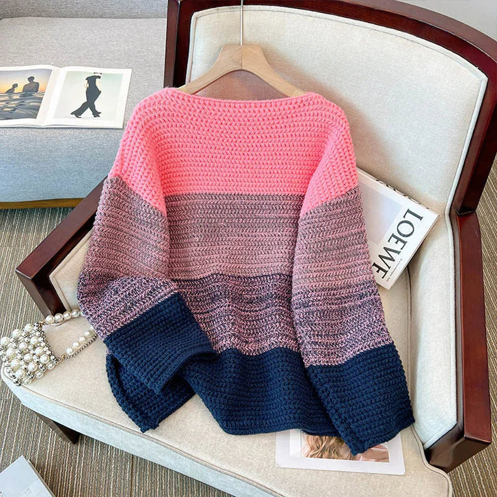 Dame Oversize Strikketrøje med Patchwork-design – Melina