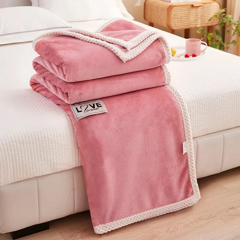 Lyserødt flonel- og fleece-tæppe - BlushCozy