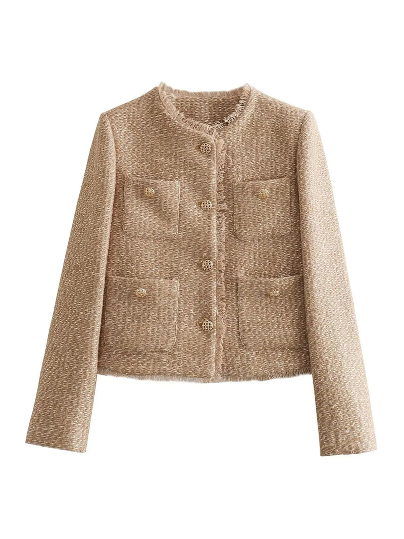 Chic tweedjakke med guldknapper - Evelyn