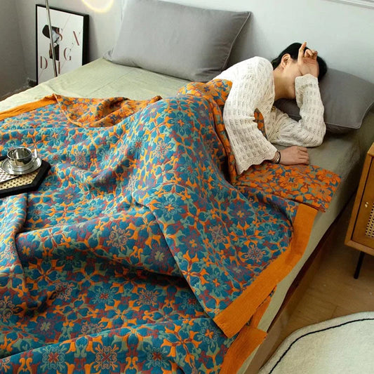 Bomuldsquilt med blåt mønster – Florencia