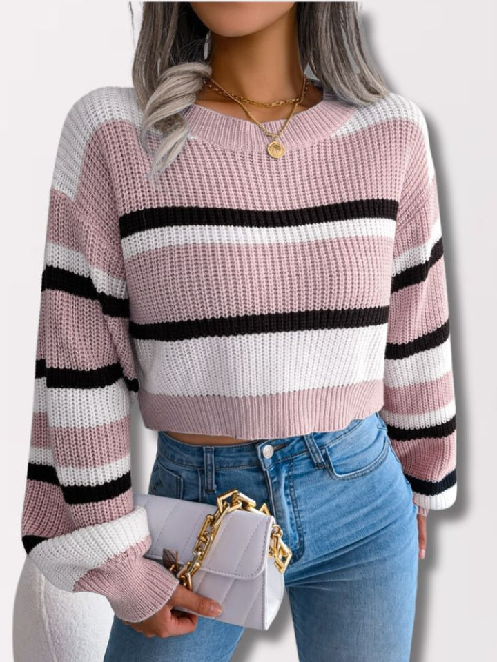 Stribet Cropped Trøje - Emory