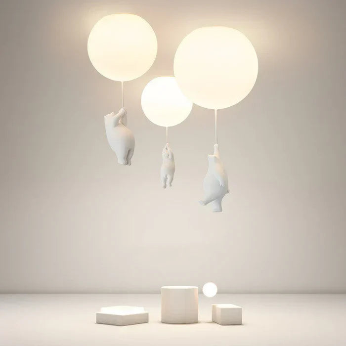 Børne-loftlampe med bjørn og ballon - CloudBear
