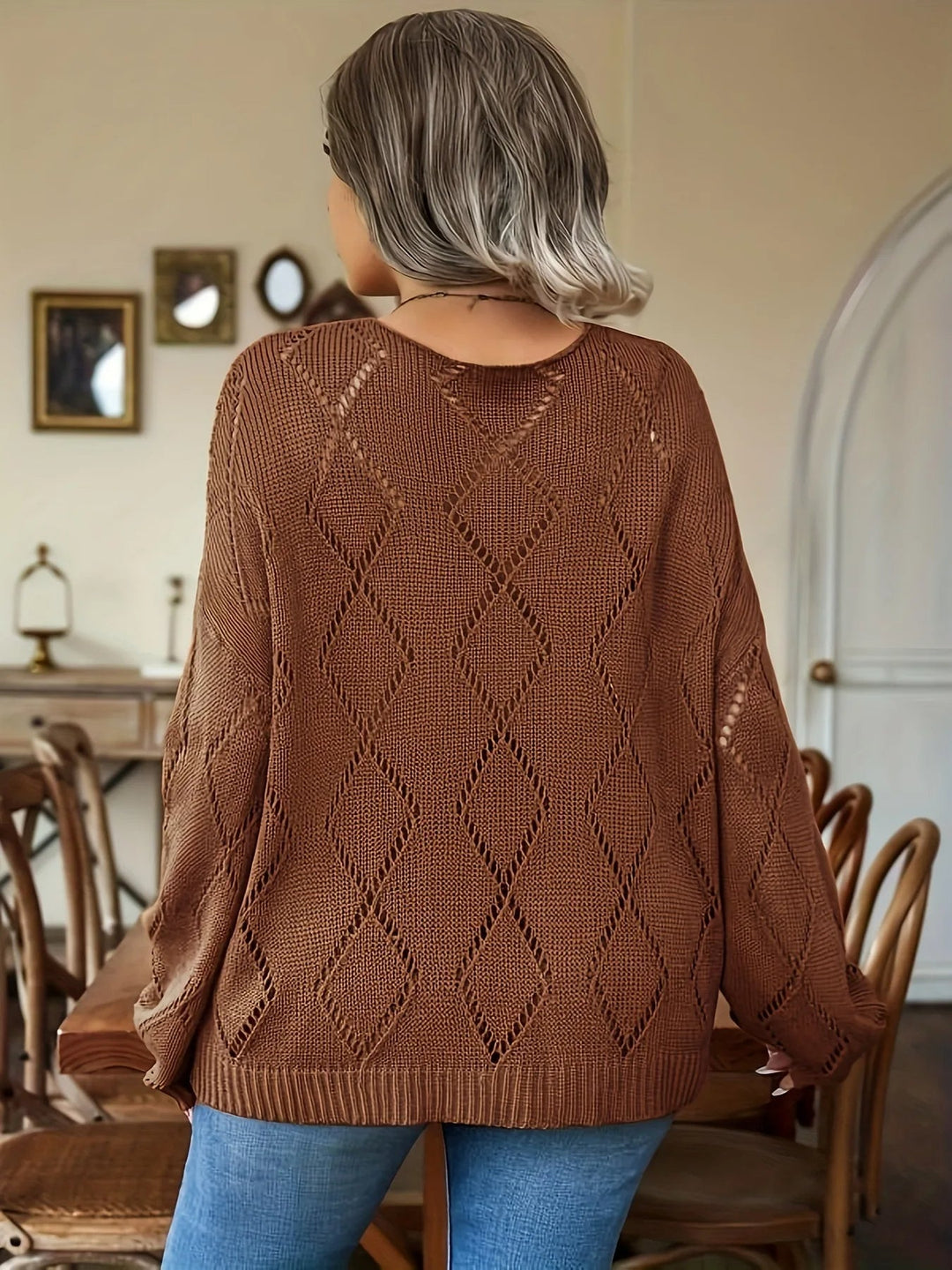 Dame Oversize Striktrøje i Plus Size – Marietta