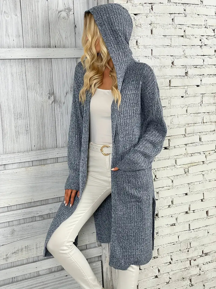 Lang dame strik cardigan til efterår & vinter - Elara