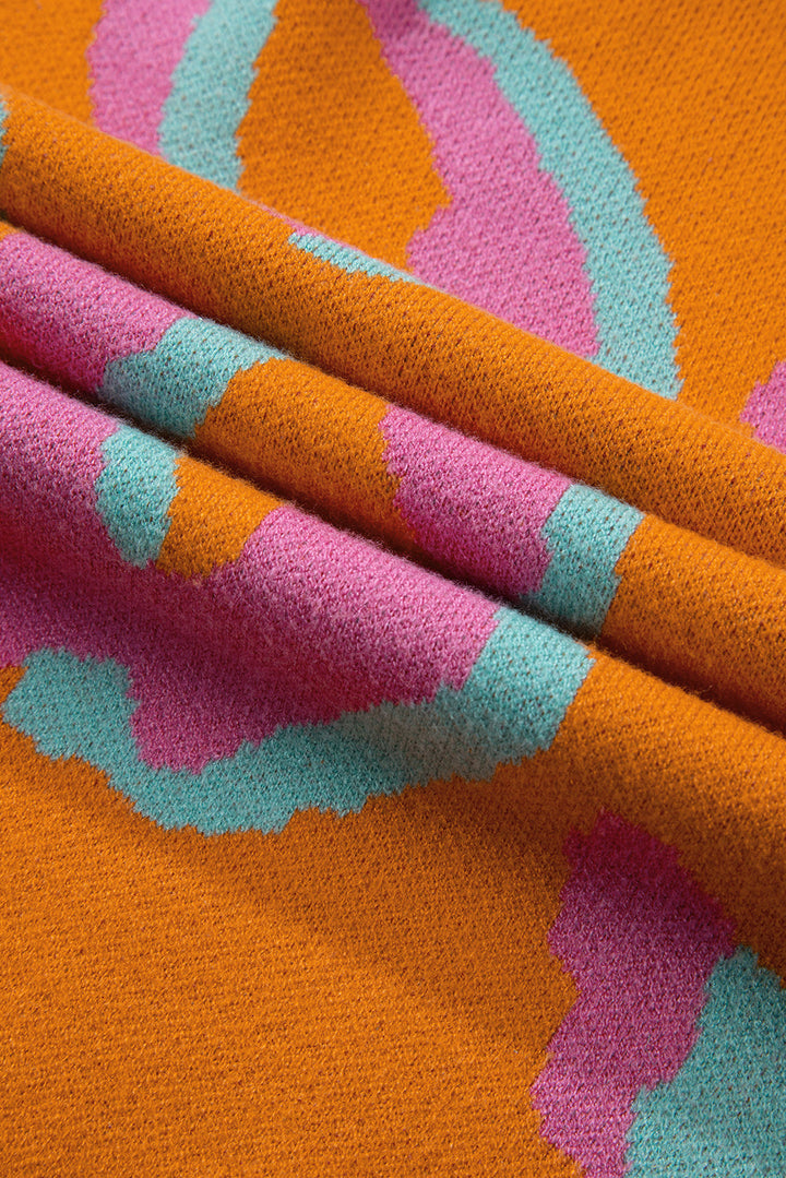 Dame sweater med farveblok kængurummønster og rund halsudskæring – Liora