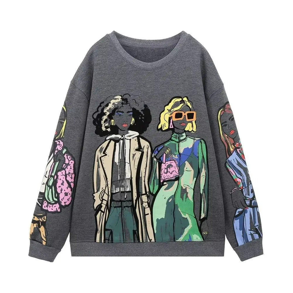 Løsthængende uldprint-sweater - Elise
