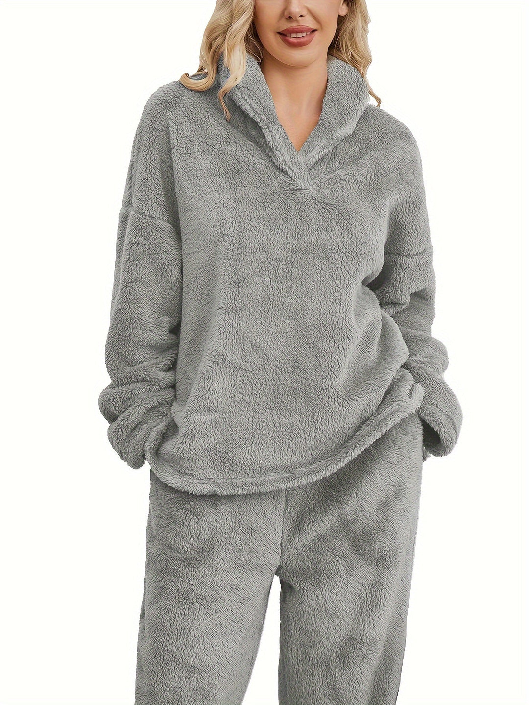 Varm Coral Fleece Dame Loungewear Sæt – Fenna
