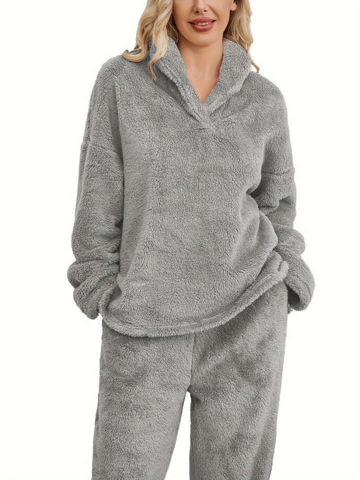 Varm Coral Fleece Dame Loungewear Sæt – Fenna