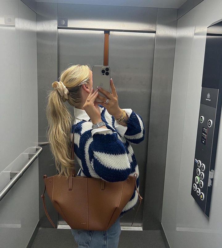 Strikket og stribet oversized dametrøje - Harper