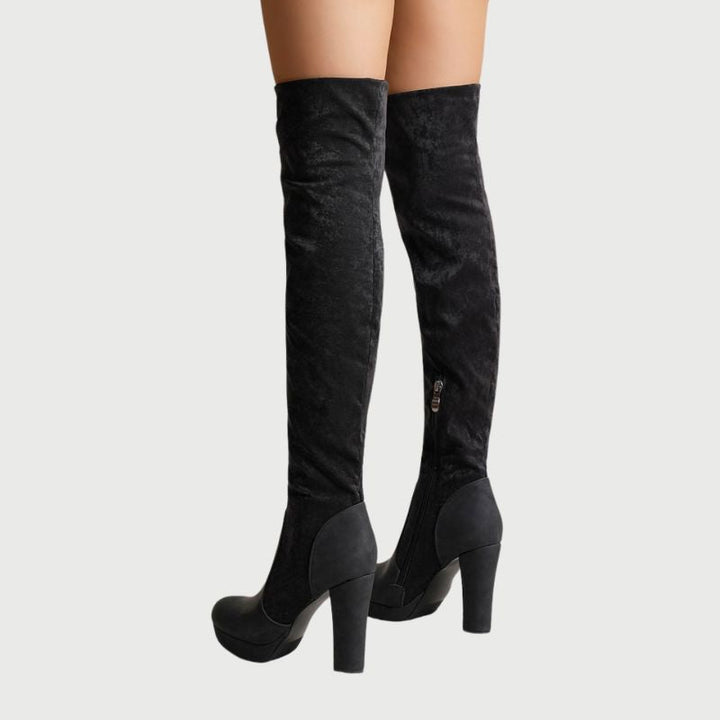 Overknee-støvler med blokhæl - Isabella