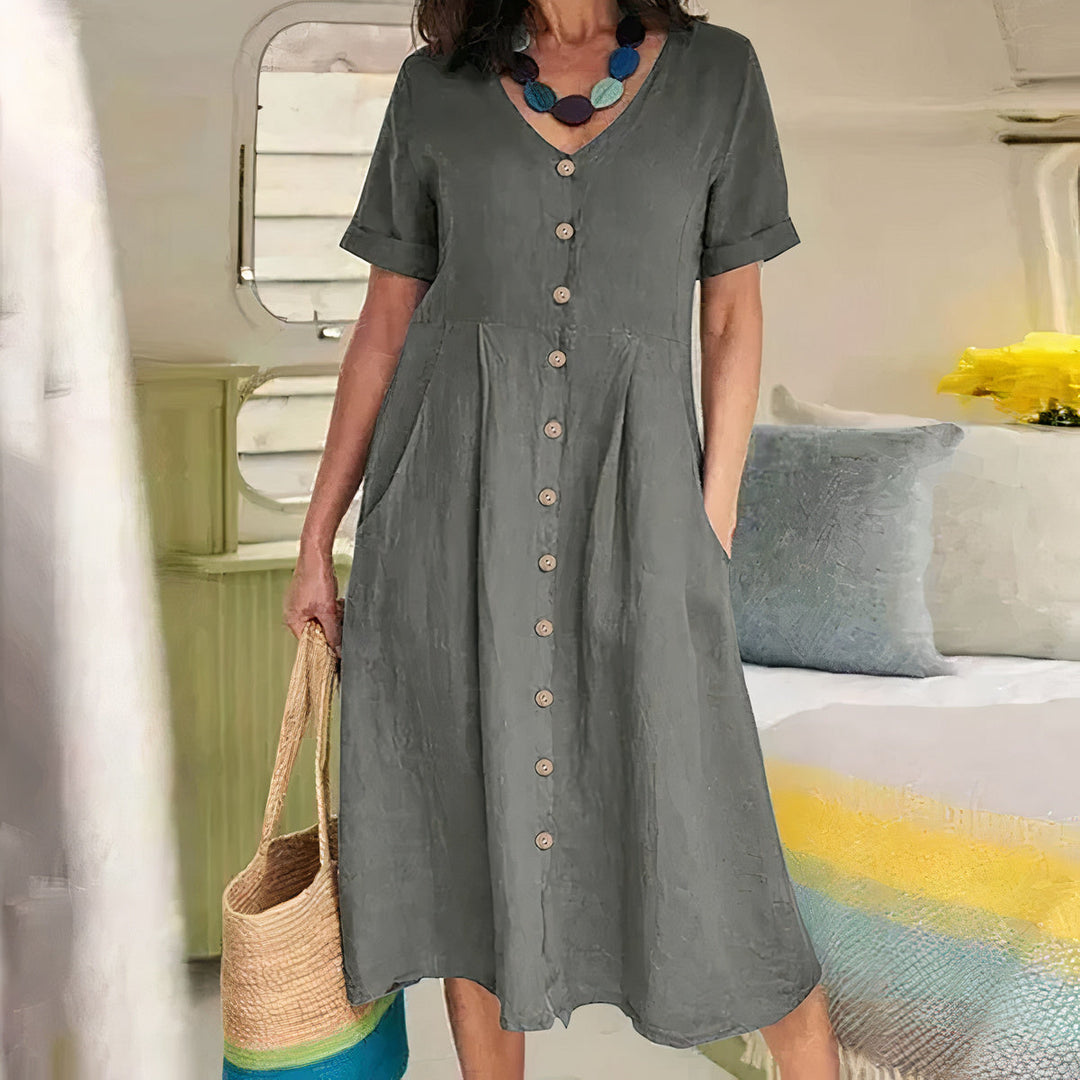 Casual sommerkjole i bomuld-linned – Noor