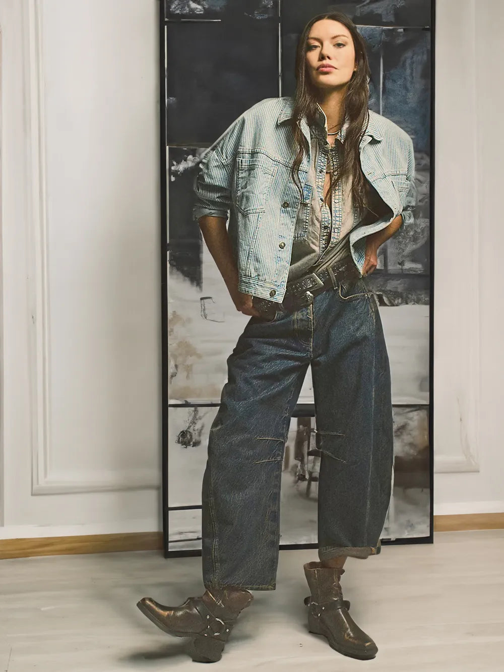 Trendy mellemhøje barrel-jeans - Livia