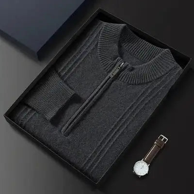 Varm casual herresweater med halv lynlås - Logan