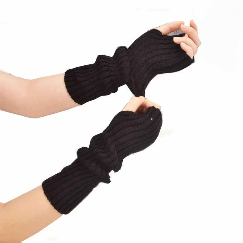 Lange fingerløse strikkede handsker - FlexiWarm