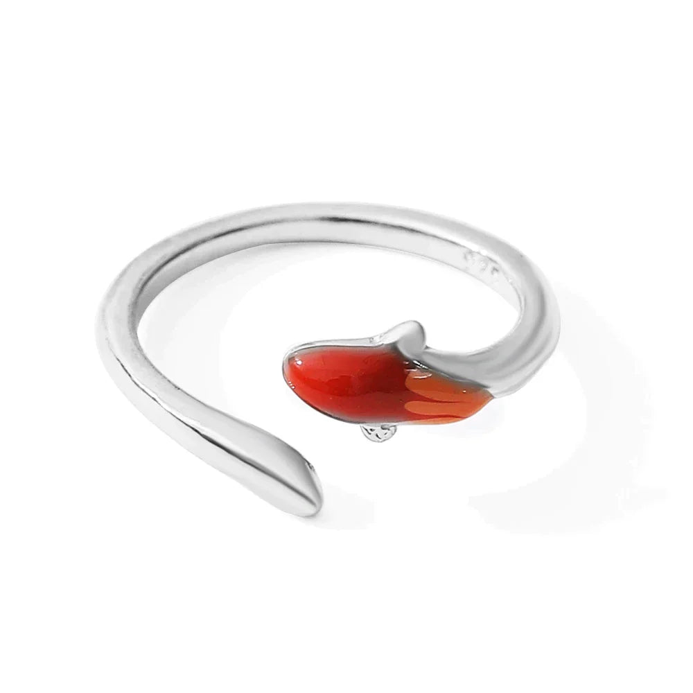 Silberring mit rotem Edelstein, offenes Design, eleganter Schmuck, Damenring, Geschenkidee.