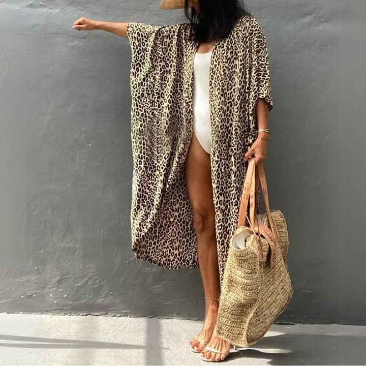 Boho chiffon strandbluse med kimonoærmer – Ziva