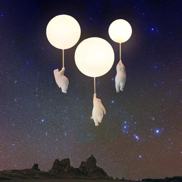 Børne-loftlampe med bjørn og ballon - CloudBear