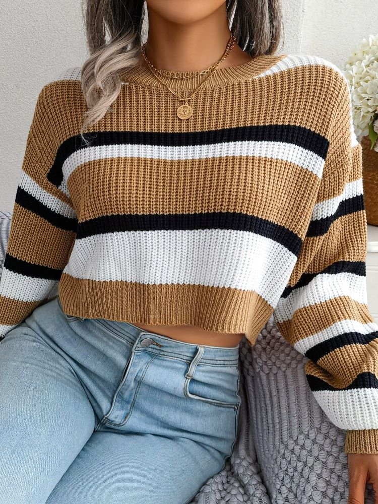 Stribet Cropped Trøje - Emory