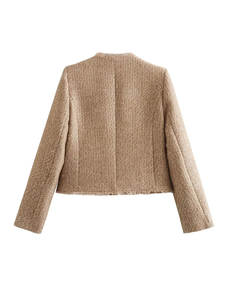 Chic tweedjakke med guldknapper - Evelyn